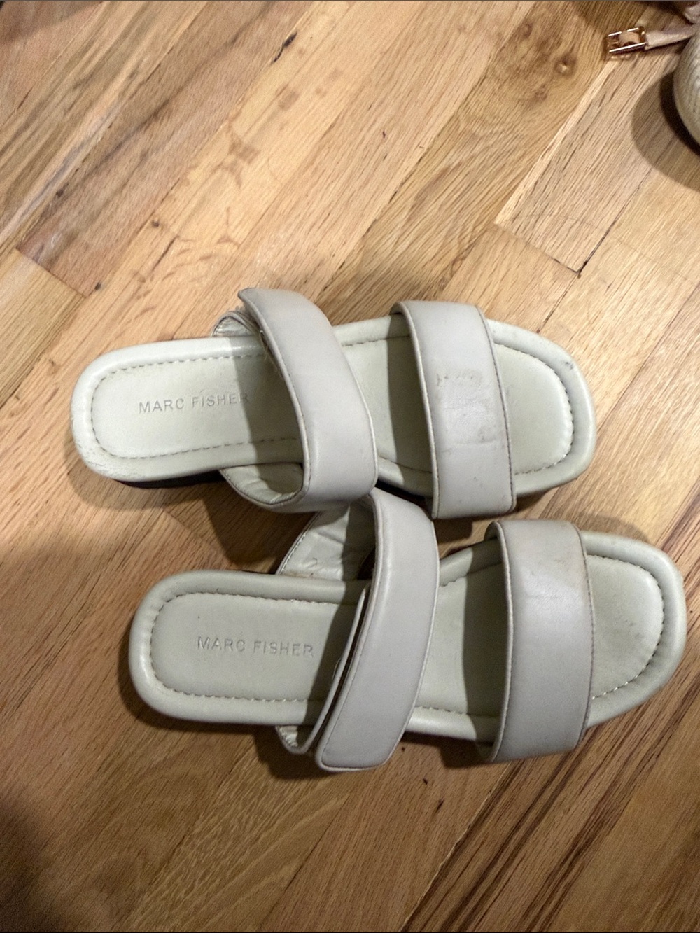Marc Fisher Double Band Slide Sandals in white